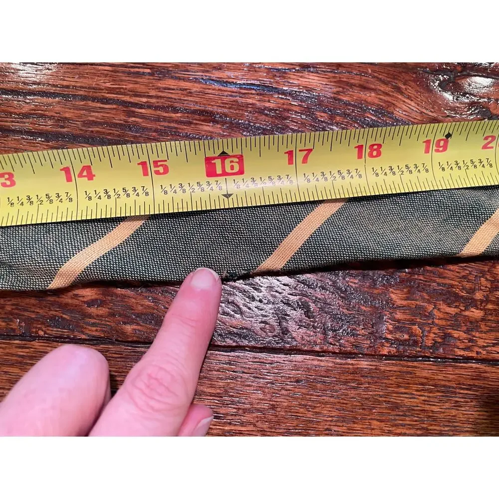 Vintage Stark Bros. Since 1922 Green & Yellow Striped Wool Blend Tie Classic 52